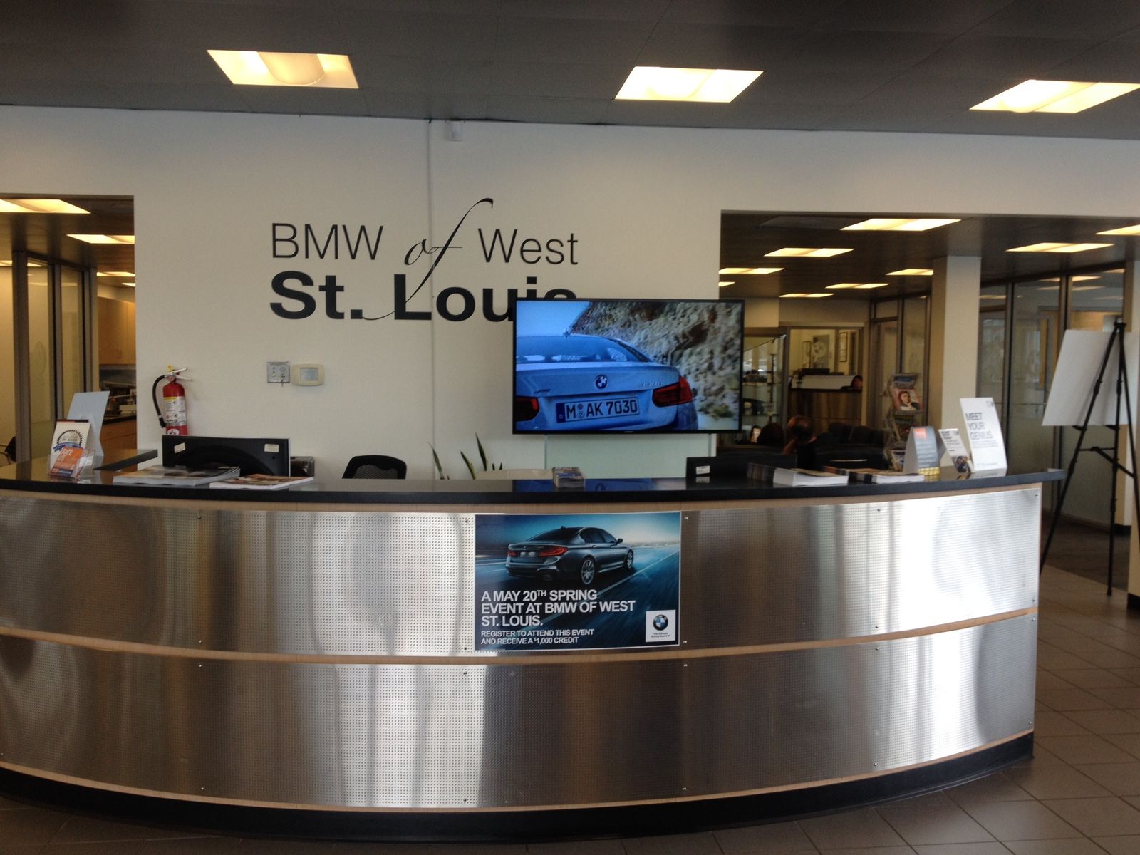 Wall lettering above a service desk