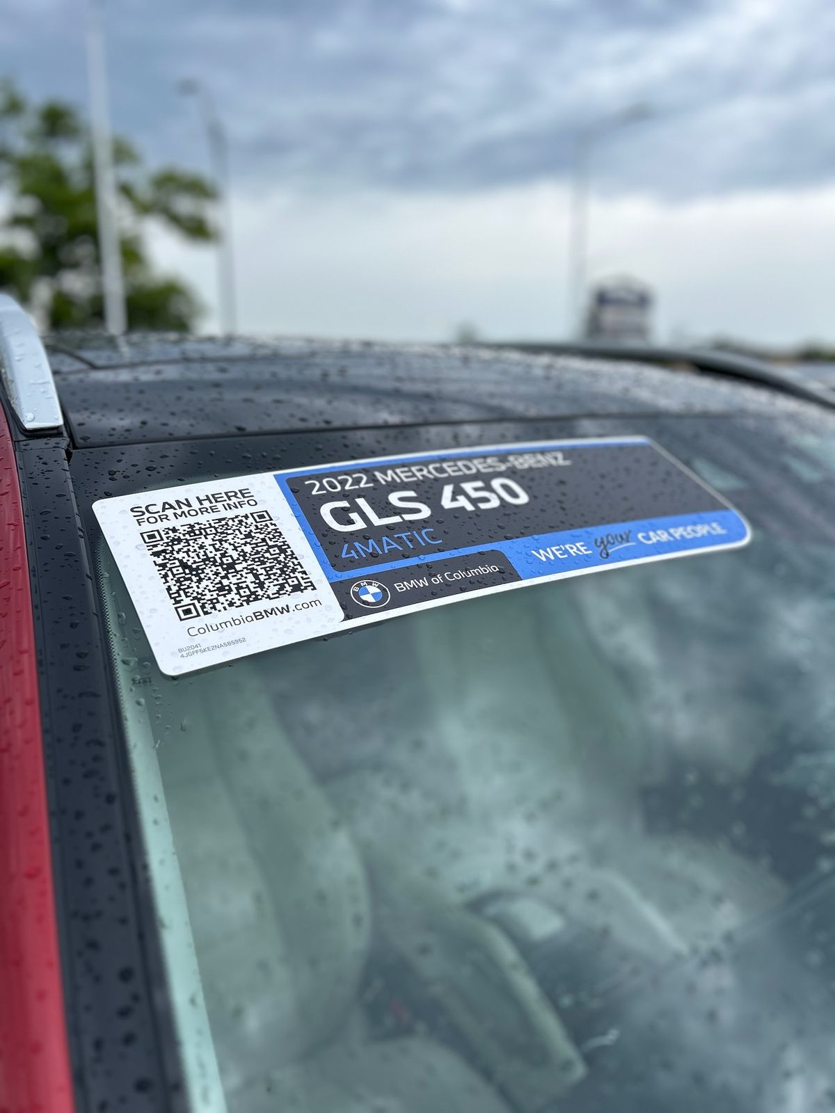 A ShortCut strip with its QR code on a windshield
