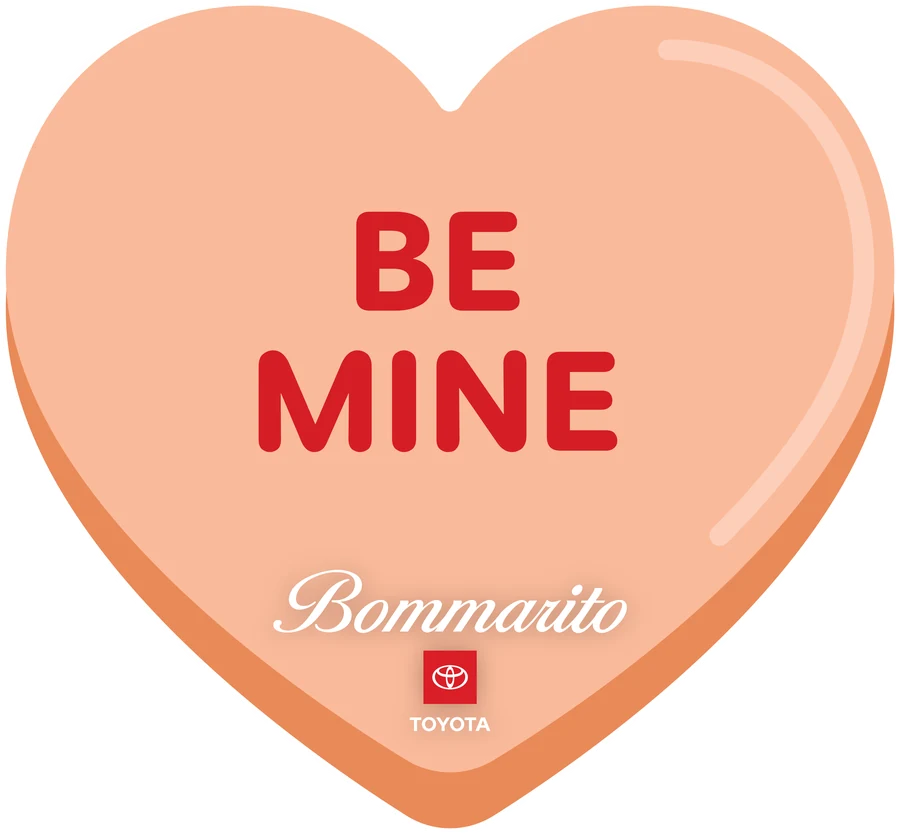 A Be Mine heart hood decal for Bommarito Toyota