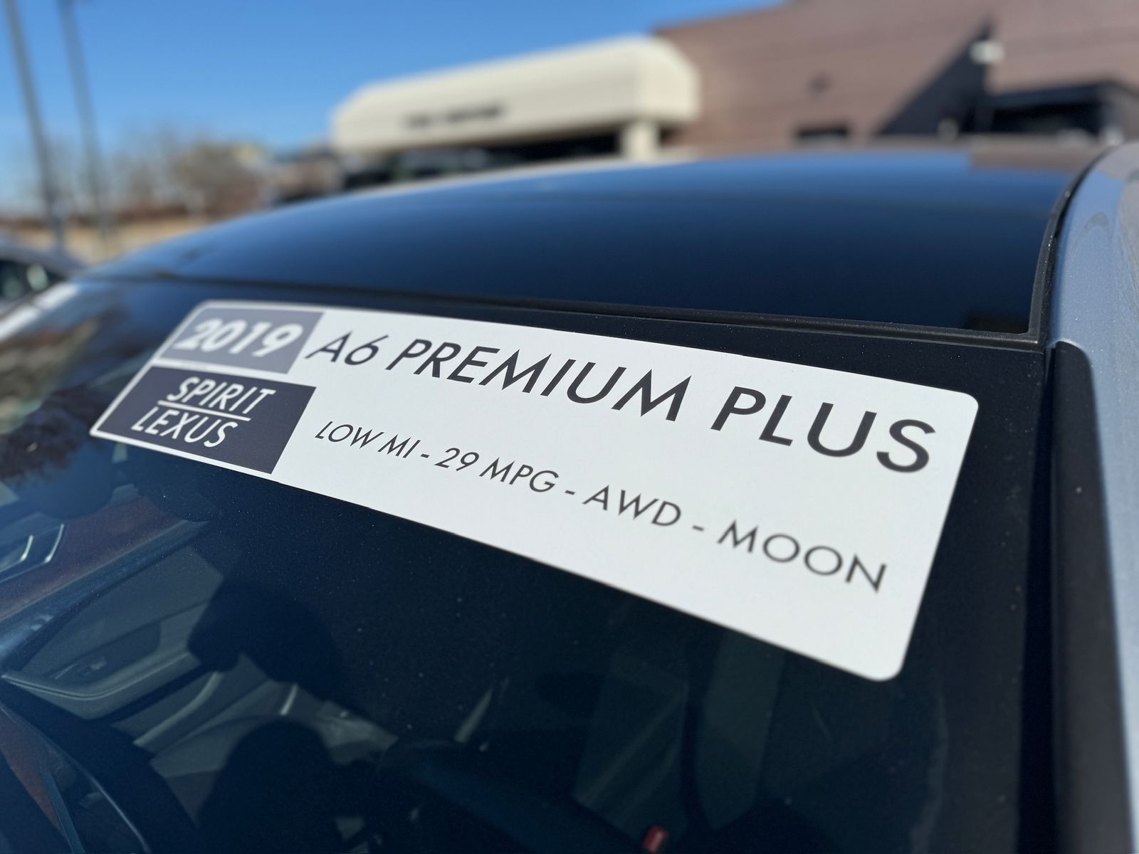 A used-car flyout reading 2019 A6 Premium Plus