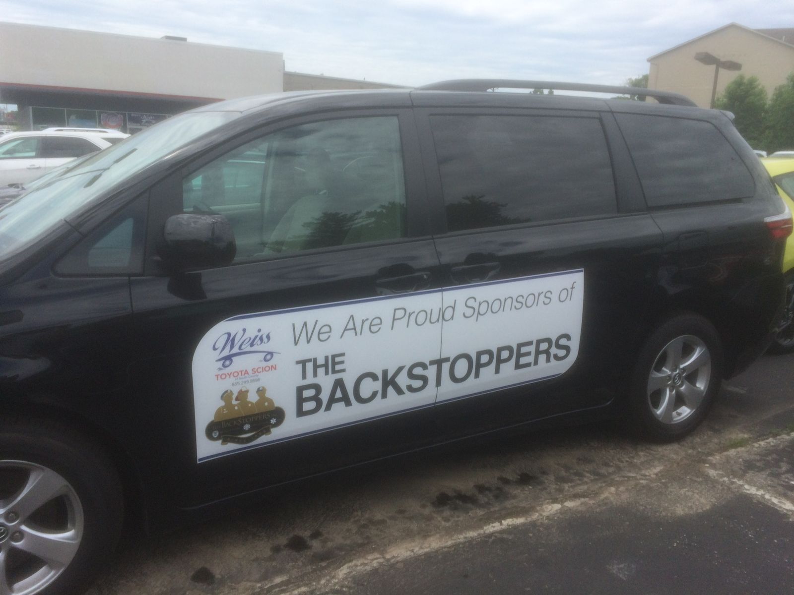 A body side for a sponsorship of a first-responders' charity